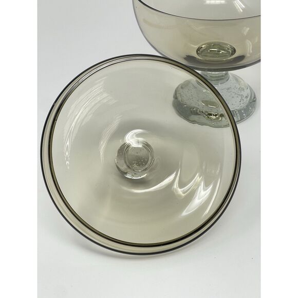 Smoke Gray Controlled Bubbles Pedestal Candy Dish (Maybe By Erickson Art Glass) - Picture 5 of 12